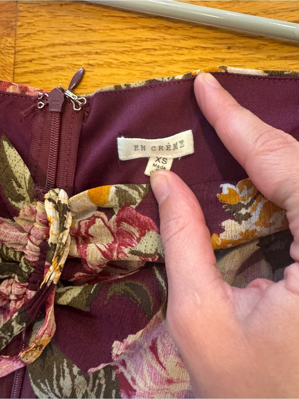 Floral Maroon Maxi Dress with Mustard and Pink Blooms - Picture 3 of 8